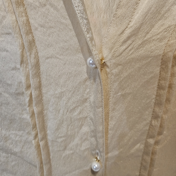 Elegant Cream Lace And Silk Vintage Blouse - Picture 6 of 6